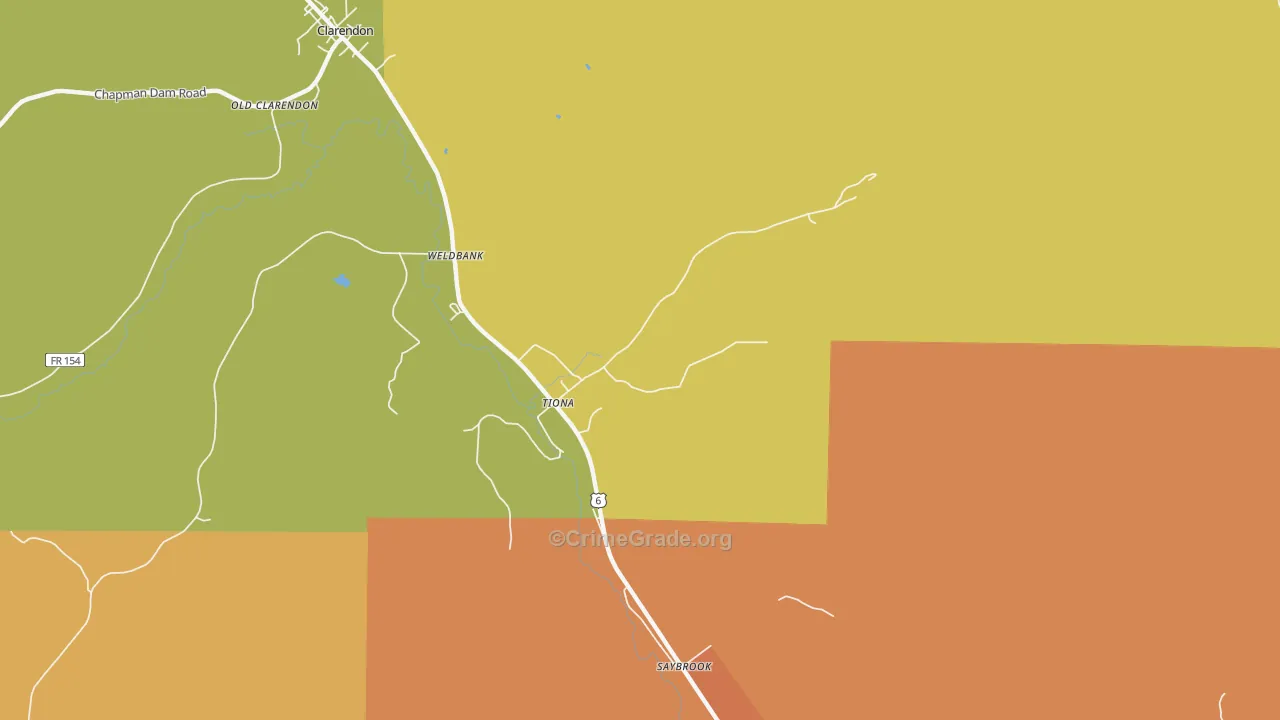 Tiona, PA Map of Assault Rates