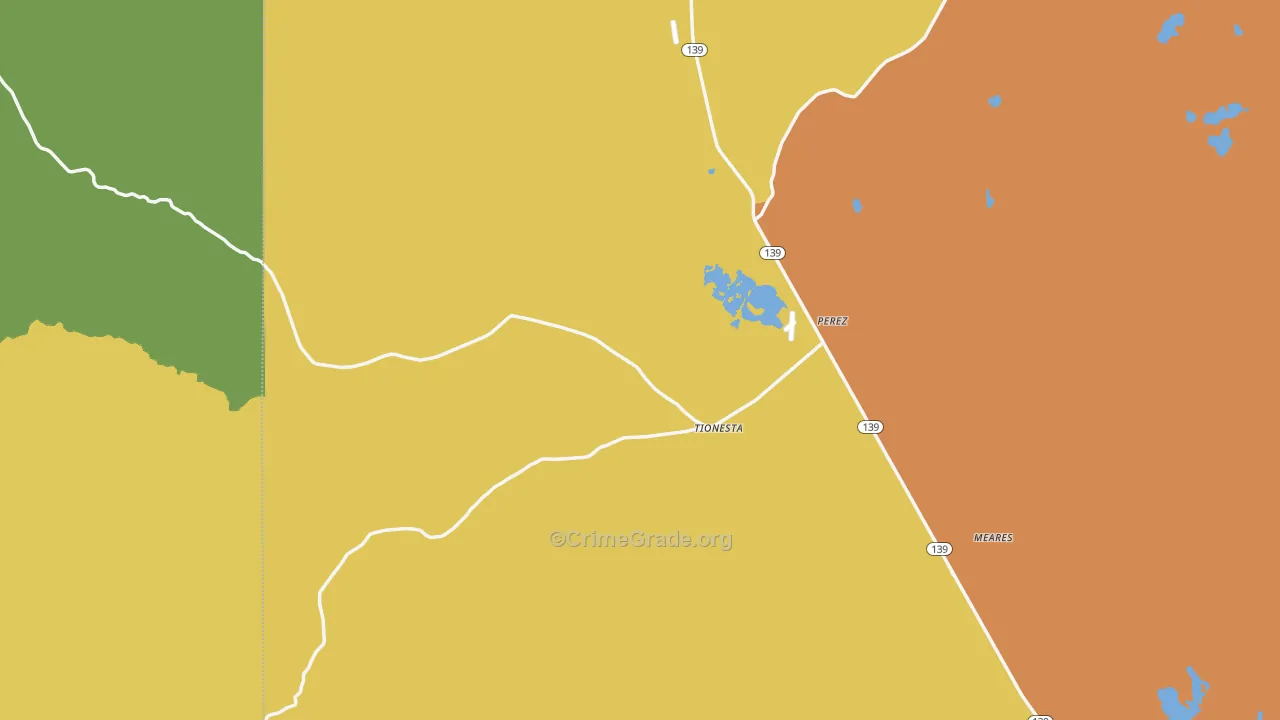 Tionesta, CA Map of Assault Rates