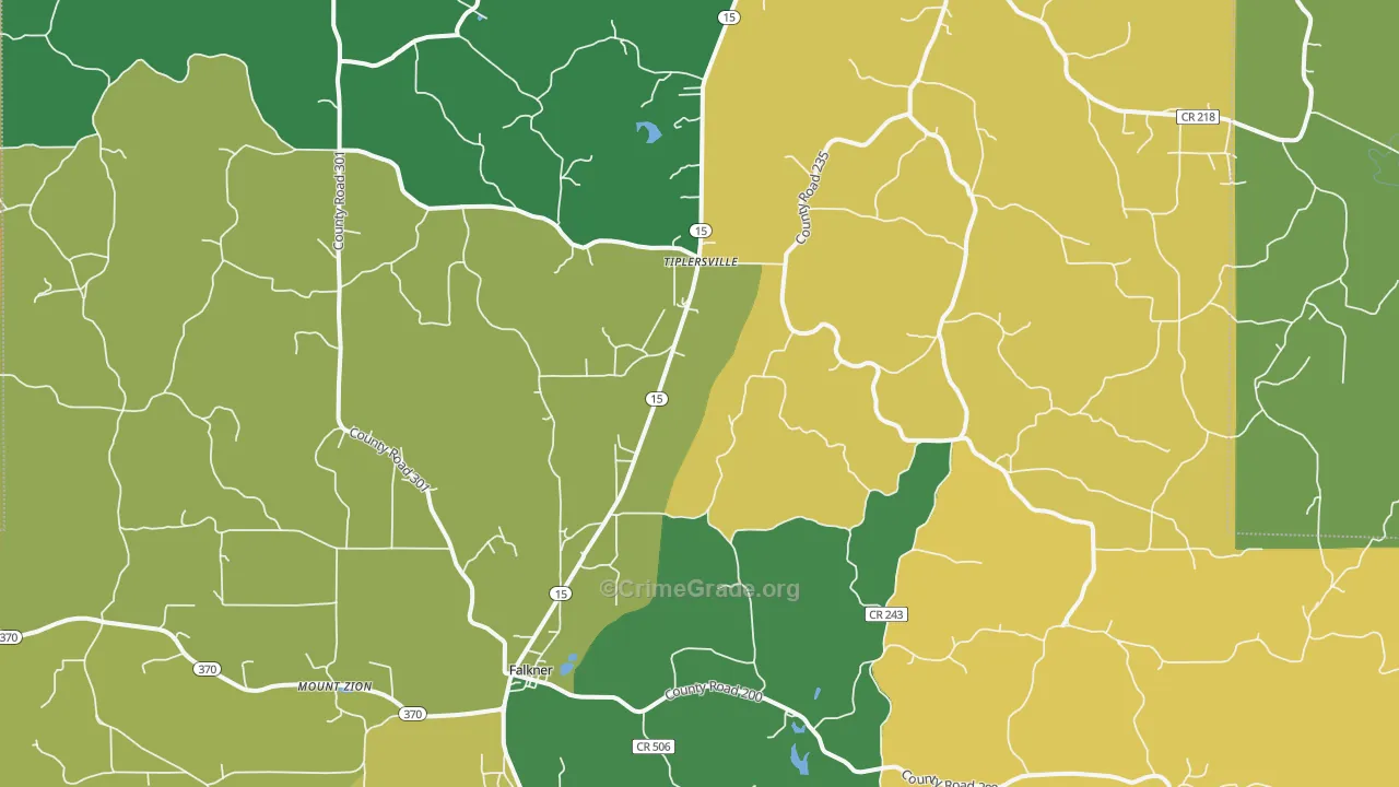 Tiplersville, MS Map of Assault Rates