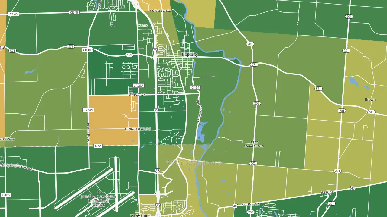 Tipp City, OH Map of Assault Rates