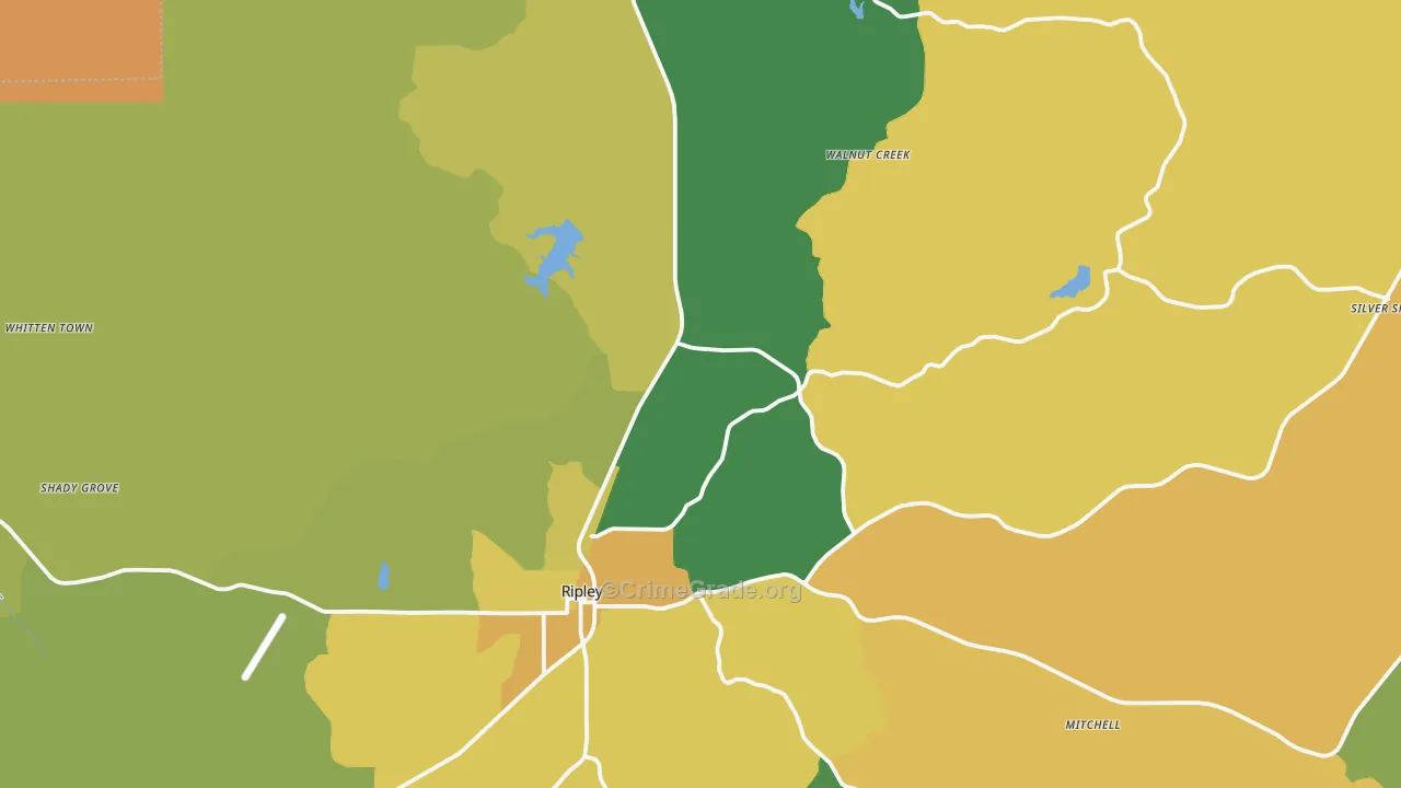Tippah County, MS Map of Assault Rates