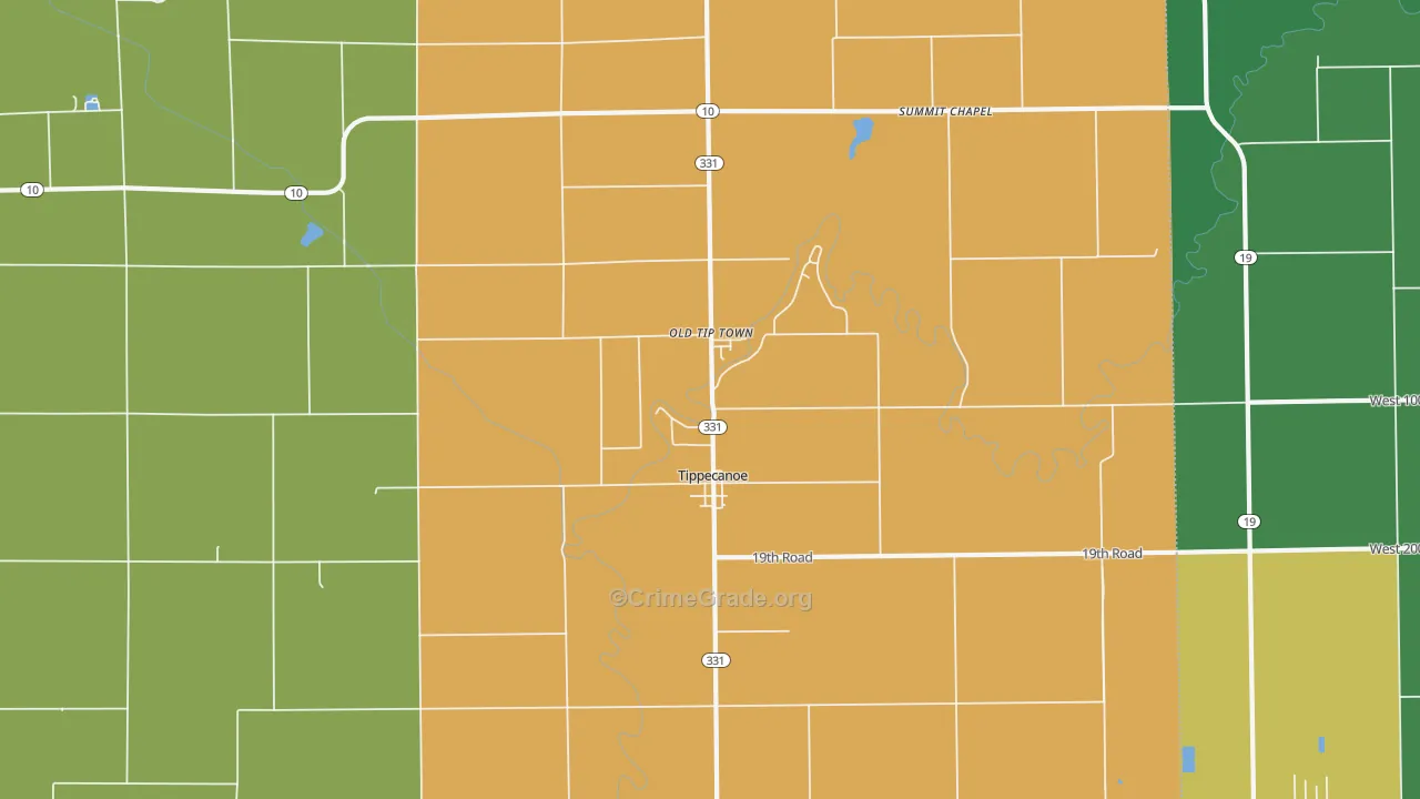 Tippecanoe, IN Map of Assault Rates