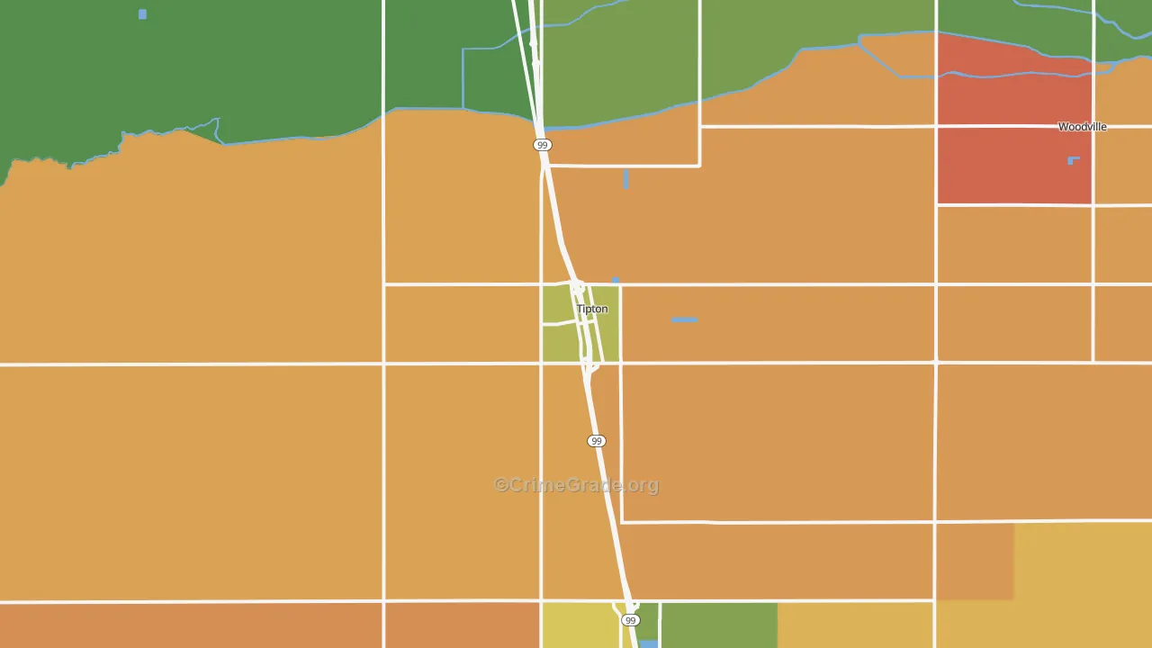 Tipton, CA Map of Assault Rates