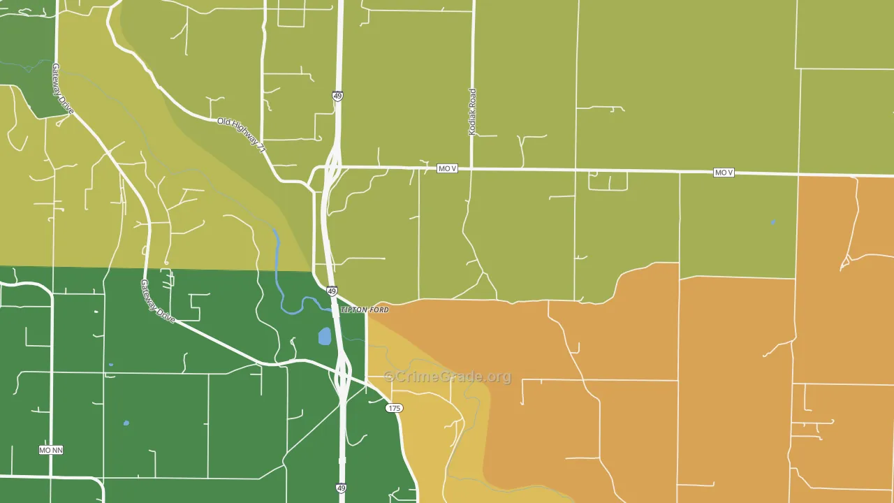 Tipton Ford, MO Map of Assault Rates