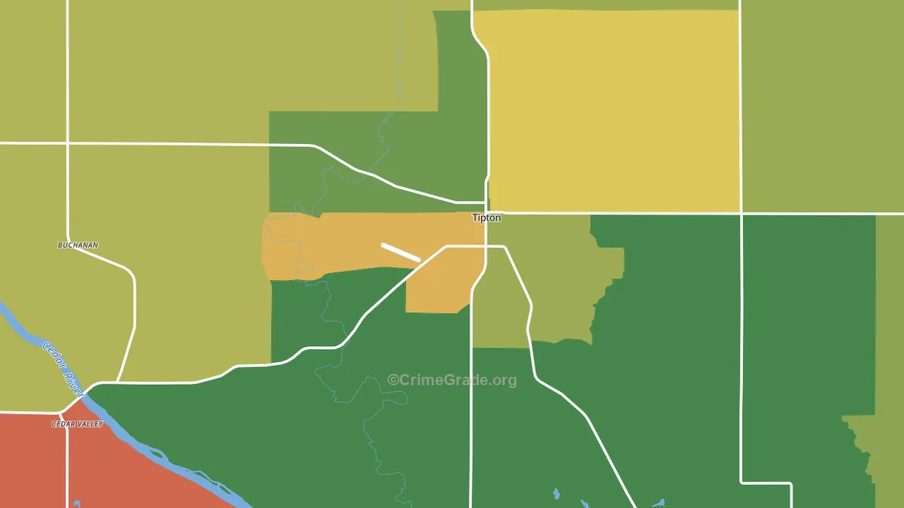 Tipton, IA Map of Assault Rates
