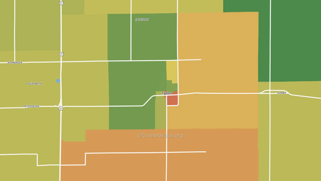 Tipton, IN Map of Assault Rates