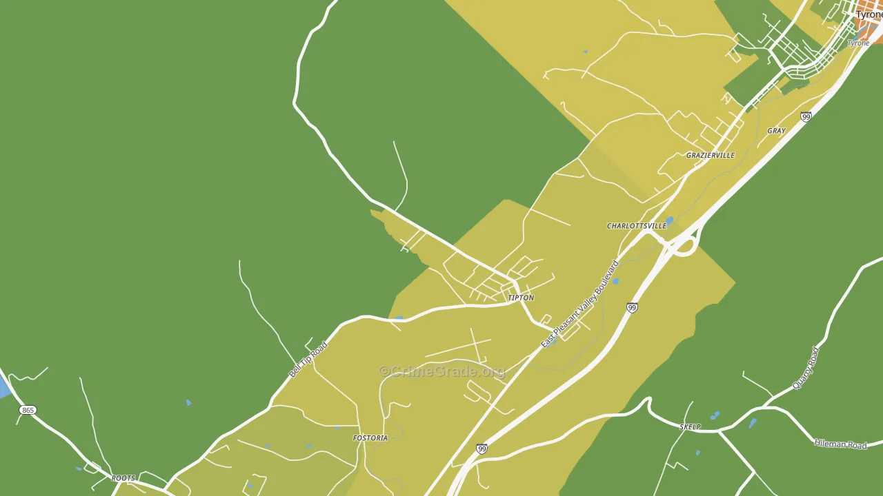 Tipton, PA Map of Assault Rates