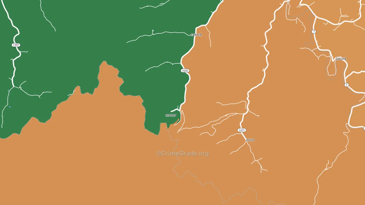 Tiptop, KY Map of Assault Rates