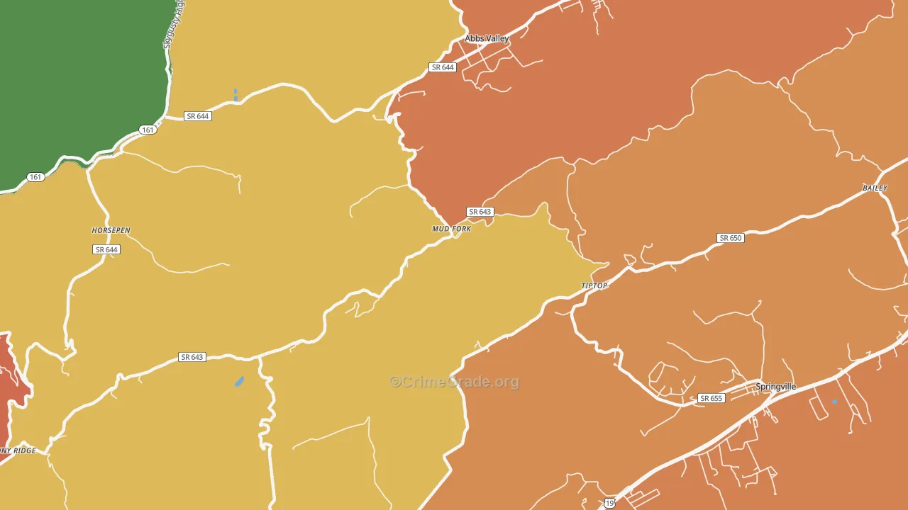 Tiptop, VA Map of Assault Rates