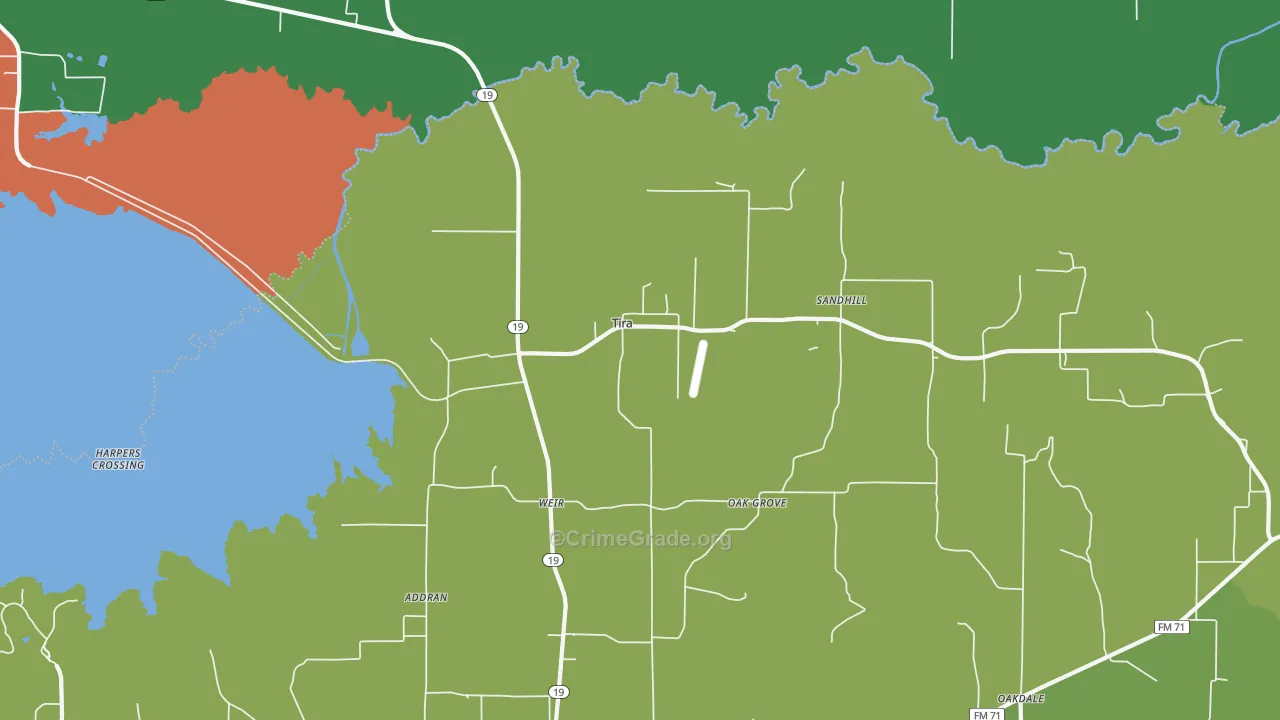Tira, TX Map of Assault Rates