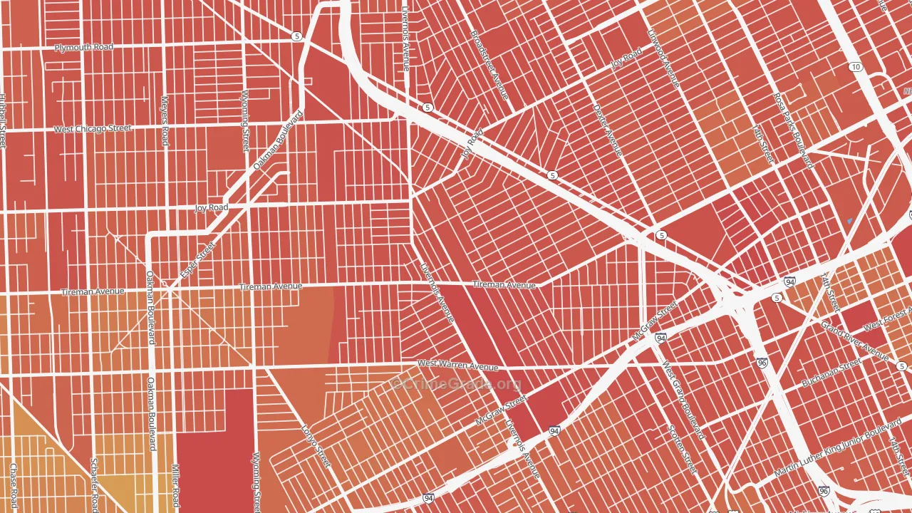 Tireman, Detroit, MI Map of Assault Rates