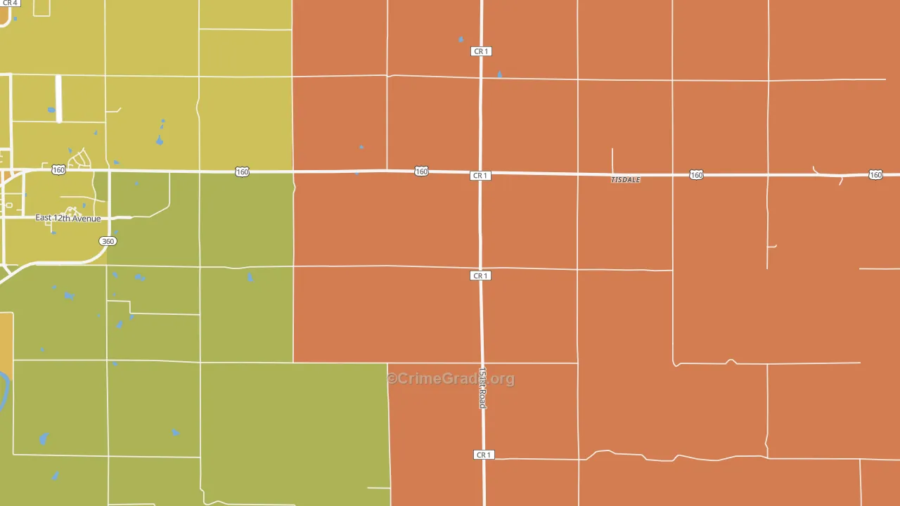 Tisdale, KS Map of Assault Rates
