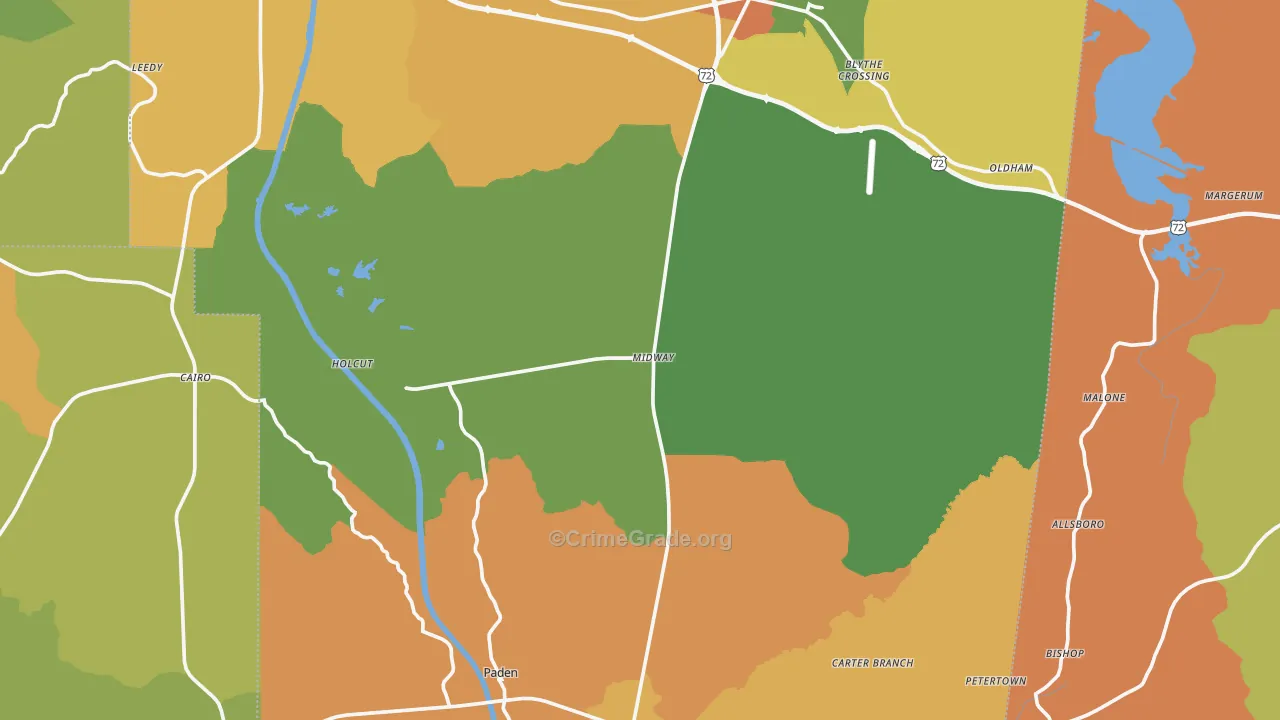 Tishomingo County, MS Map of Assault Rates