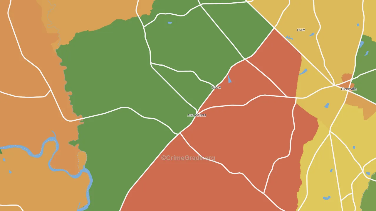 Tison, GA Map of Assault Rates