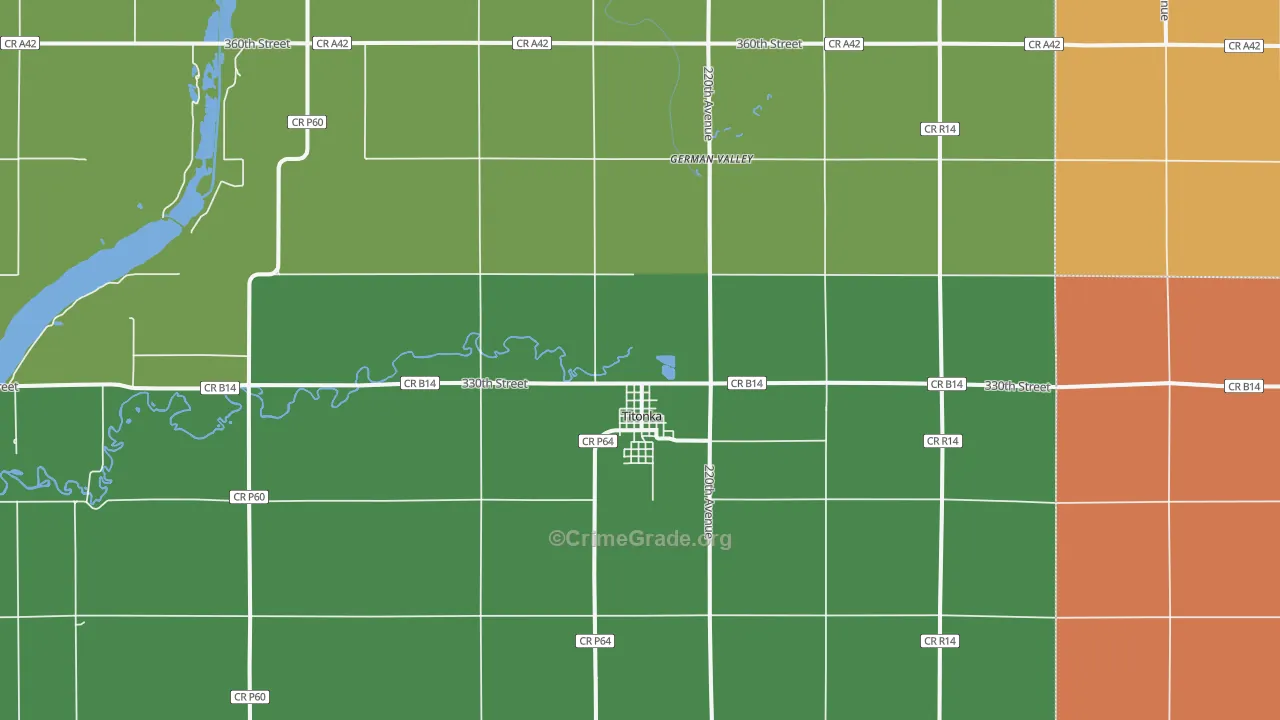 Titonka, IA Map of Assault Rates