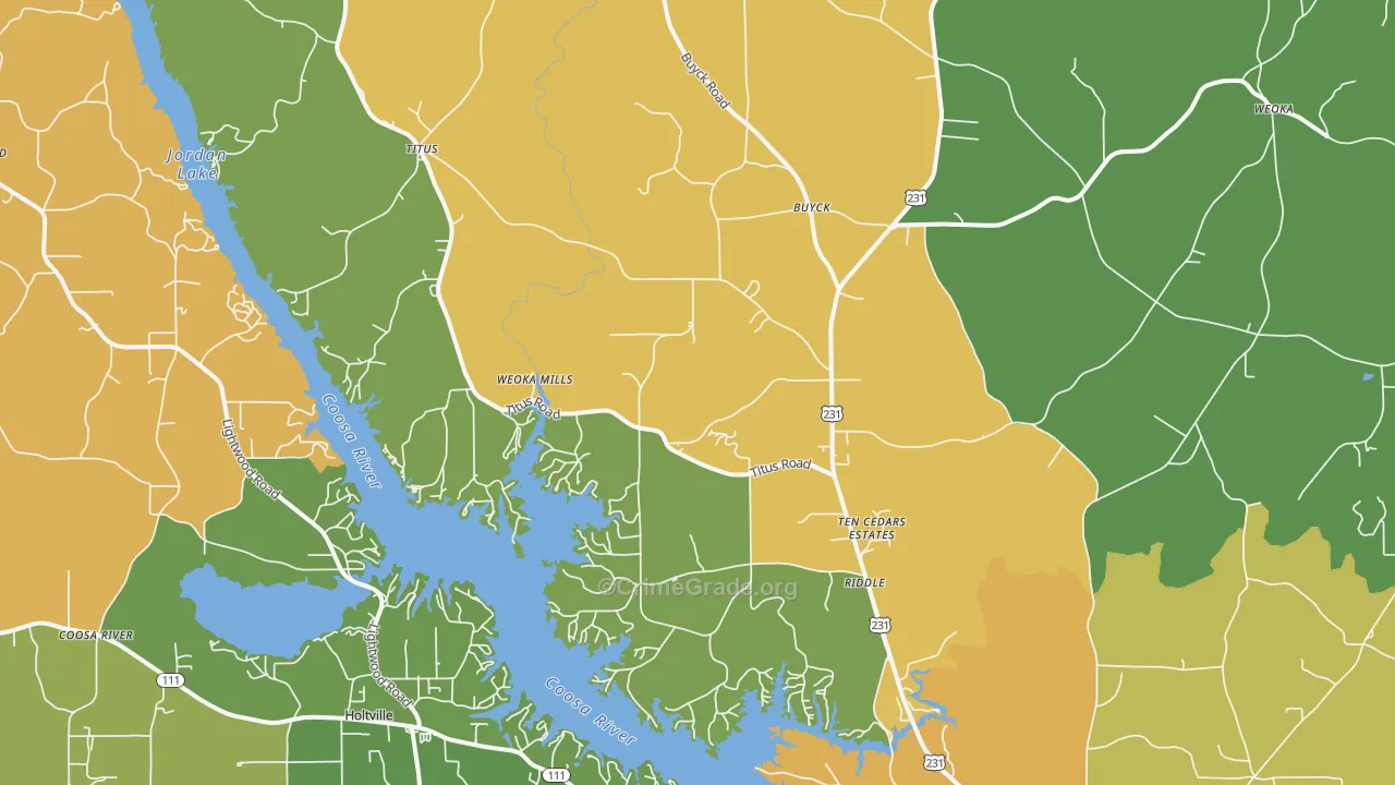 Titus, AL Map of Assault Rates