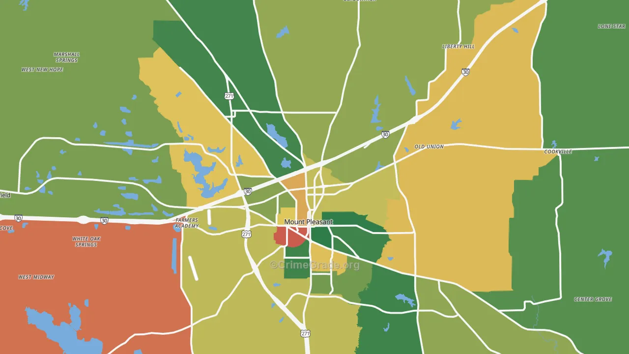 Titus County, TX Map of Assault Rates