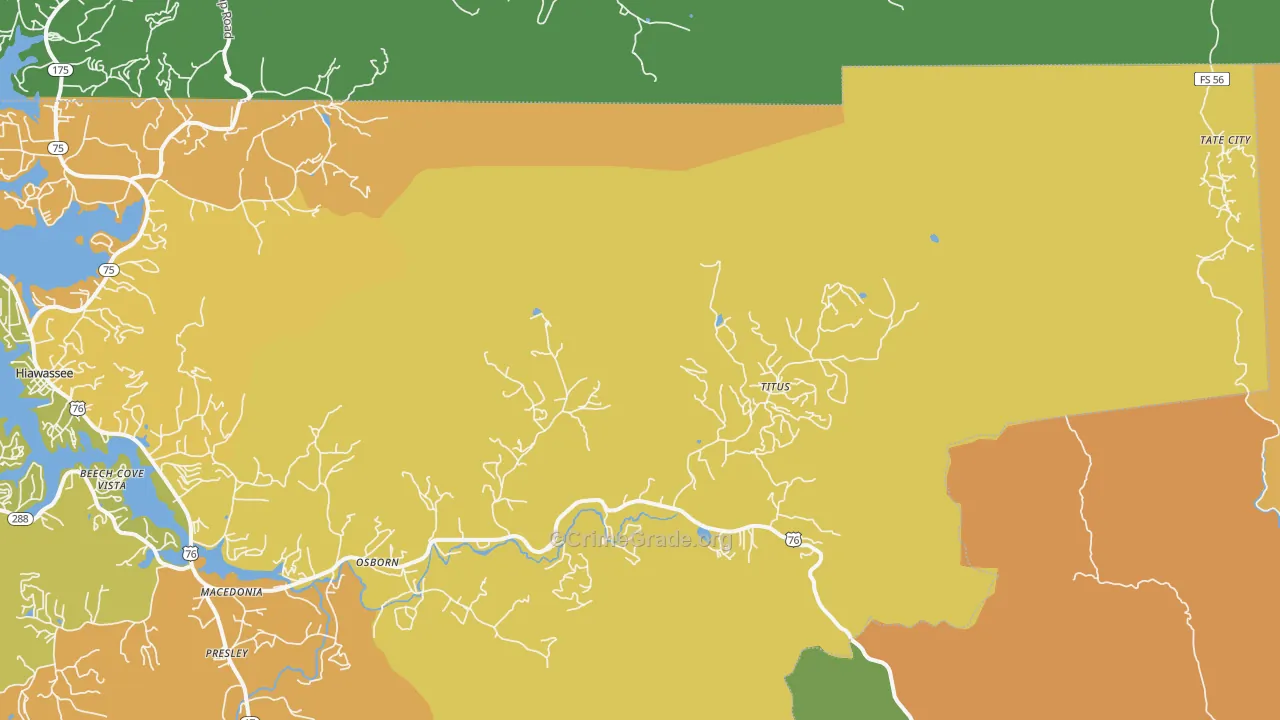 Titus, GA Map of Assault Rates
