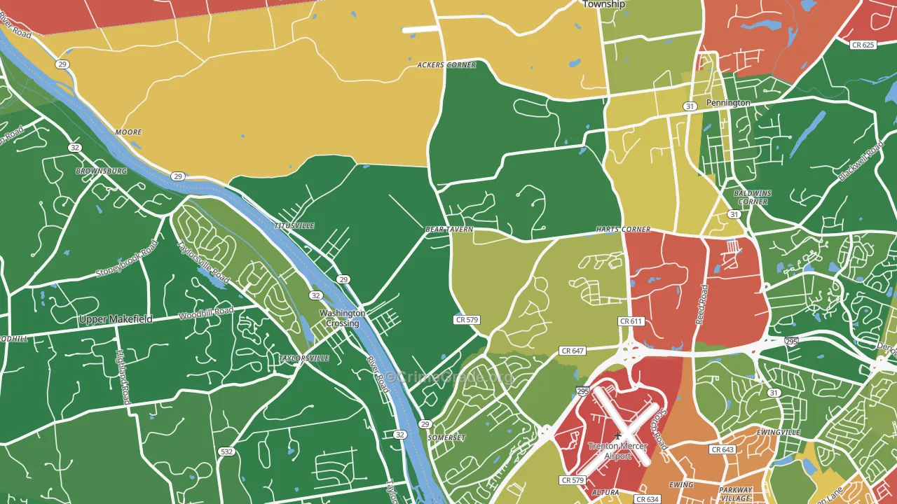 Titusville, NJ Map of Assault Rates