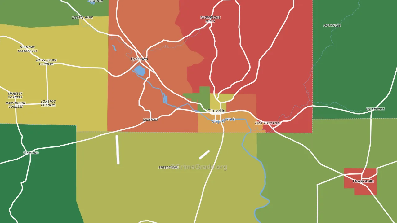 Titusville, PA Map of Assault Rates