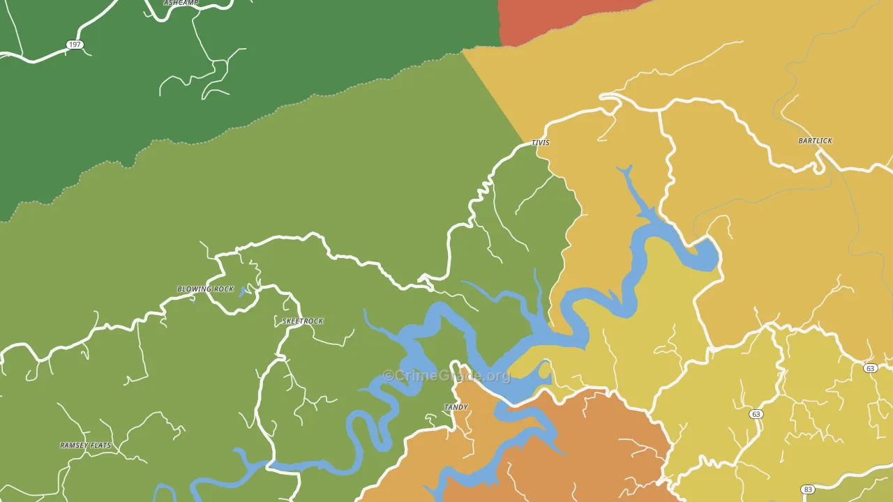 Tivis, VA Map of Assault Rates