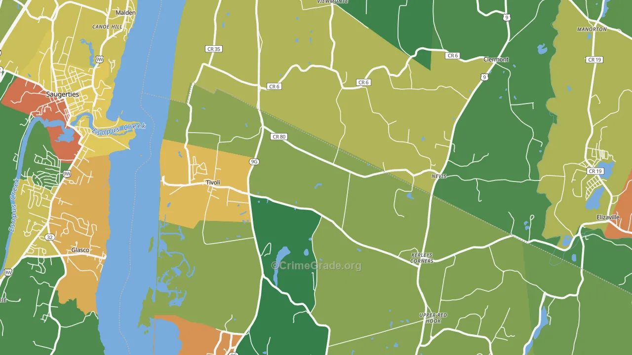 Tivoli, NY Map of Assault Rates
