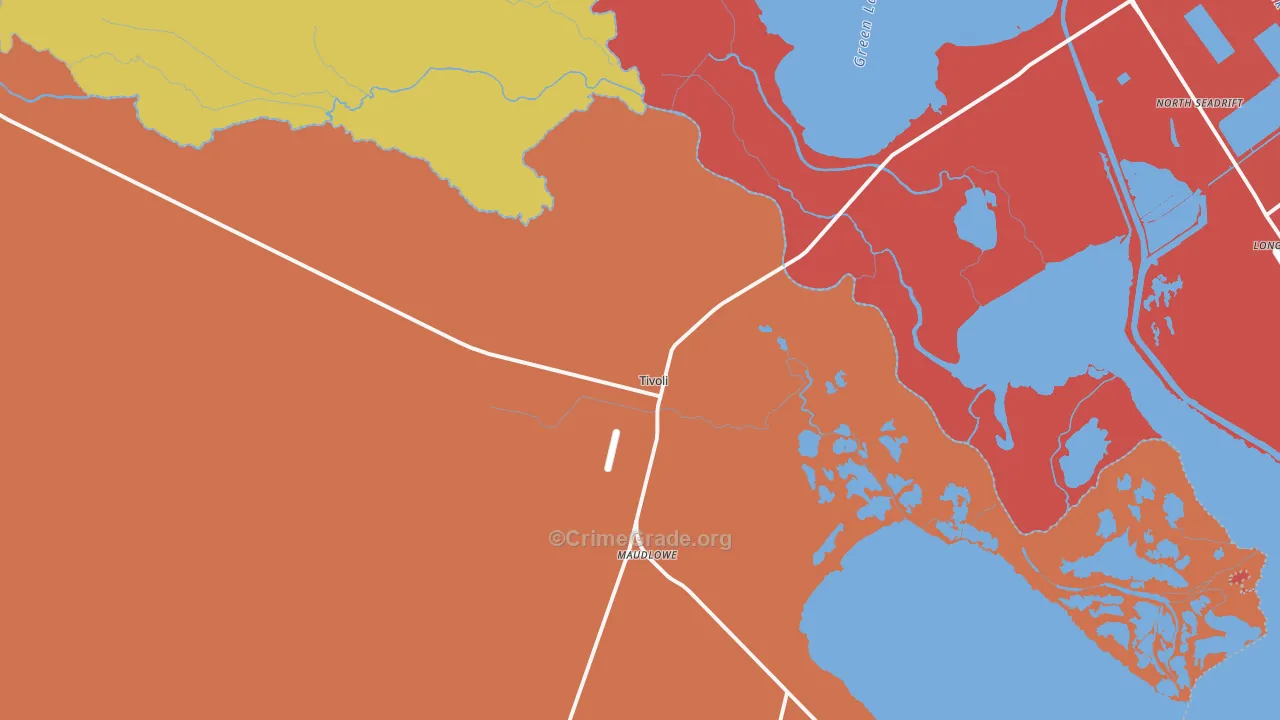 Tivoli, TX Map of Assault Rates