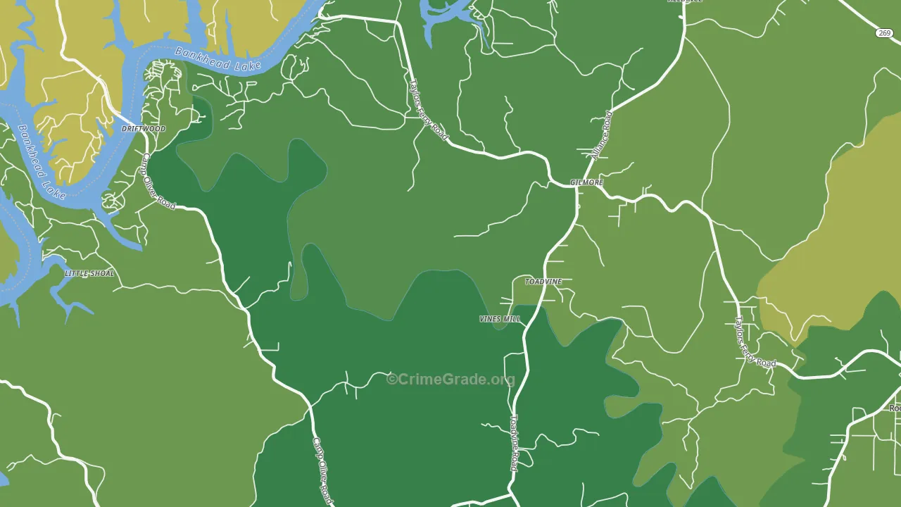 Toadvine, AL Map of Assault Rates
