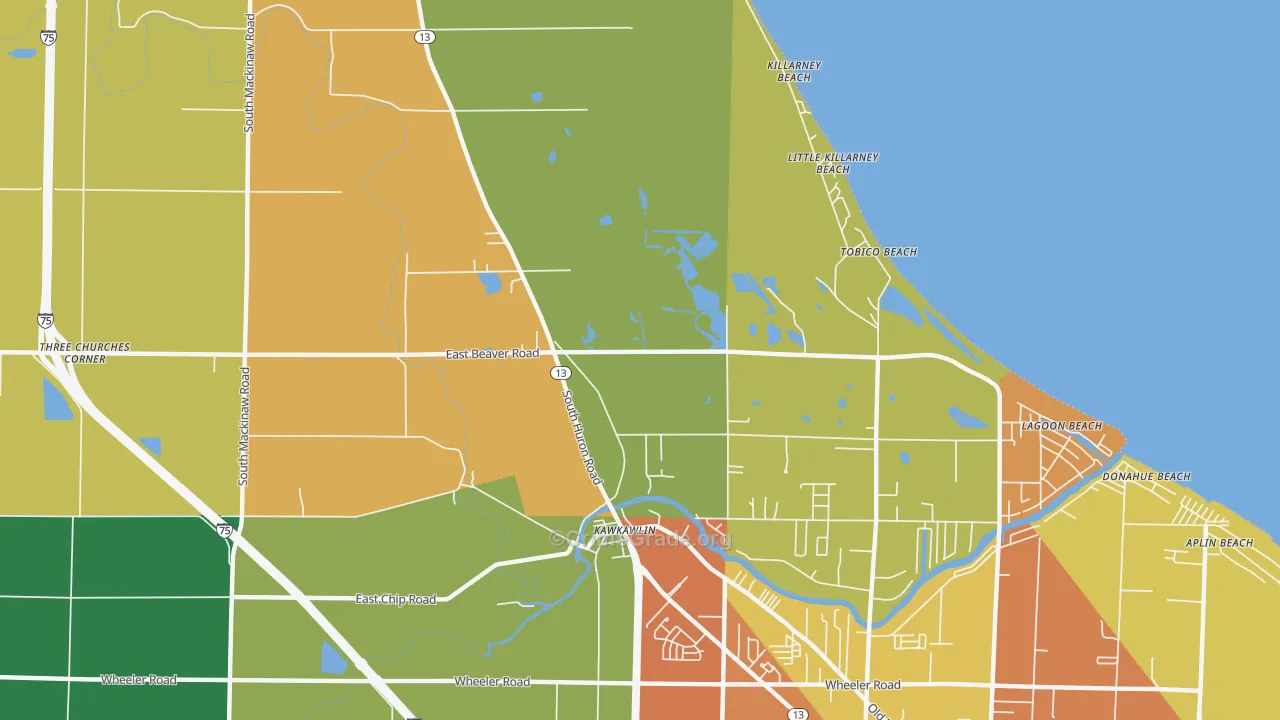 Tobico Beach, MI Map of Assault Rates