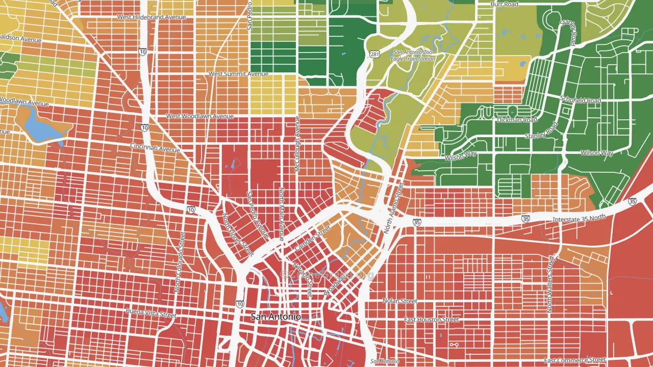 Tobin Hill, San Antonio, TX Map of Assault Rates