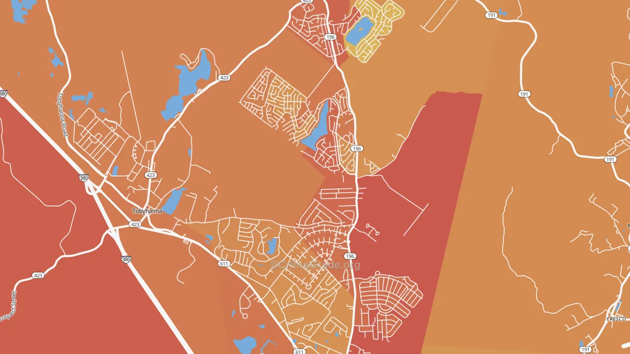 Tobyhanna, PA Map of Assault Rates