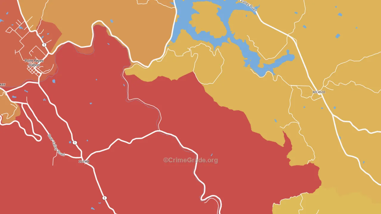 Tocaloma, CA Map of Assault Rates