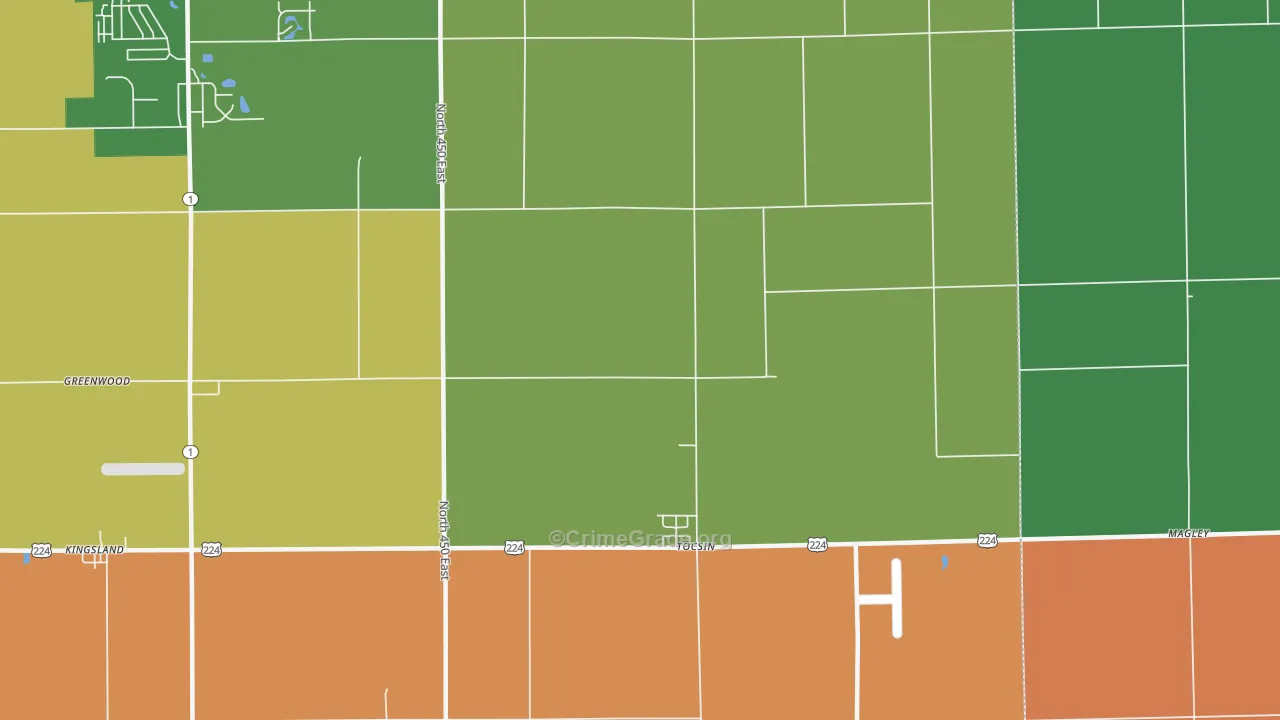Tocsin, IN Map of Assault Rates