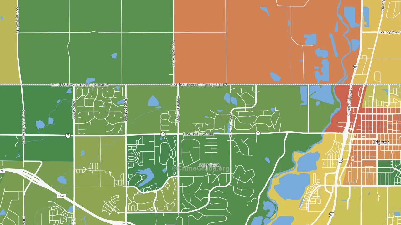 Todd Creek, CO Map of Assault Rates