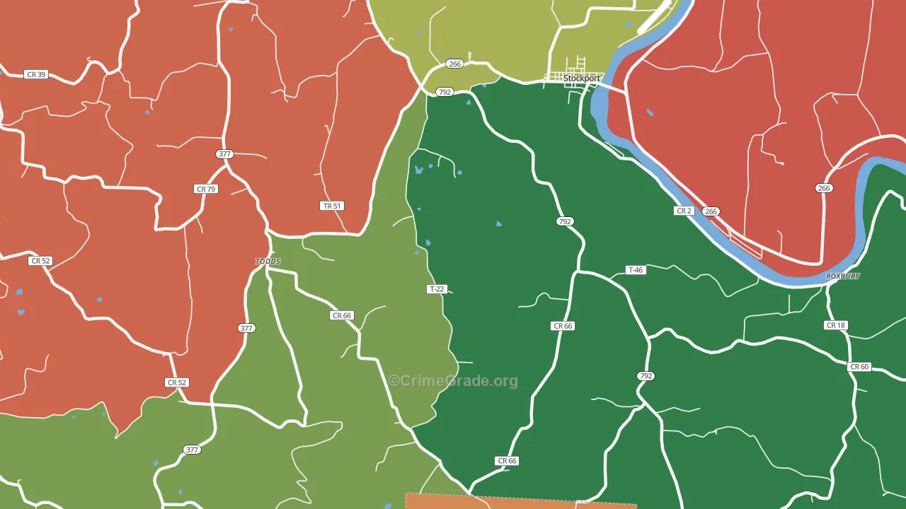 Todds, OH Map of Assault Rates