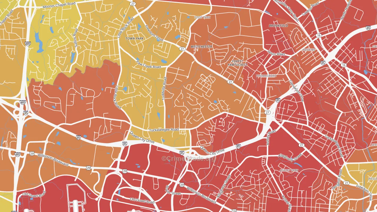 Toddville Road, Charlotte, NC Map of Assault Rates