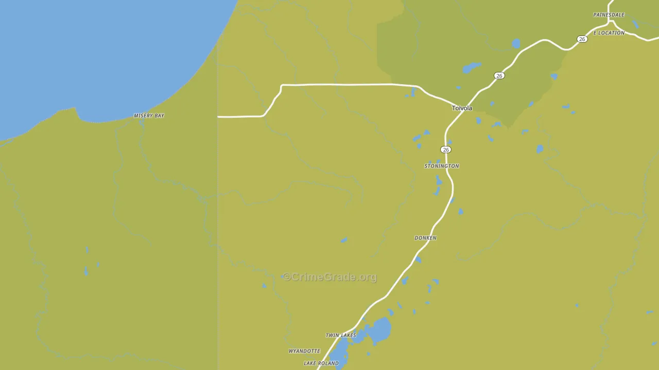 Toivola, MI Map of Assault Rates