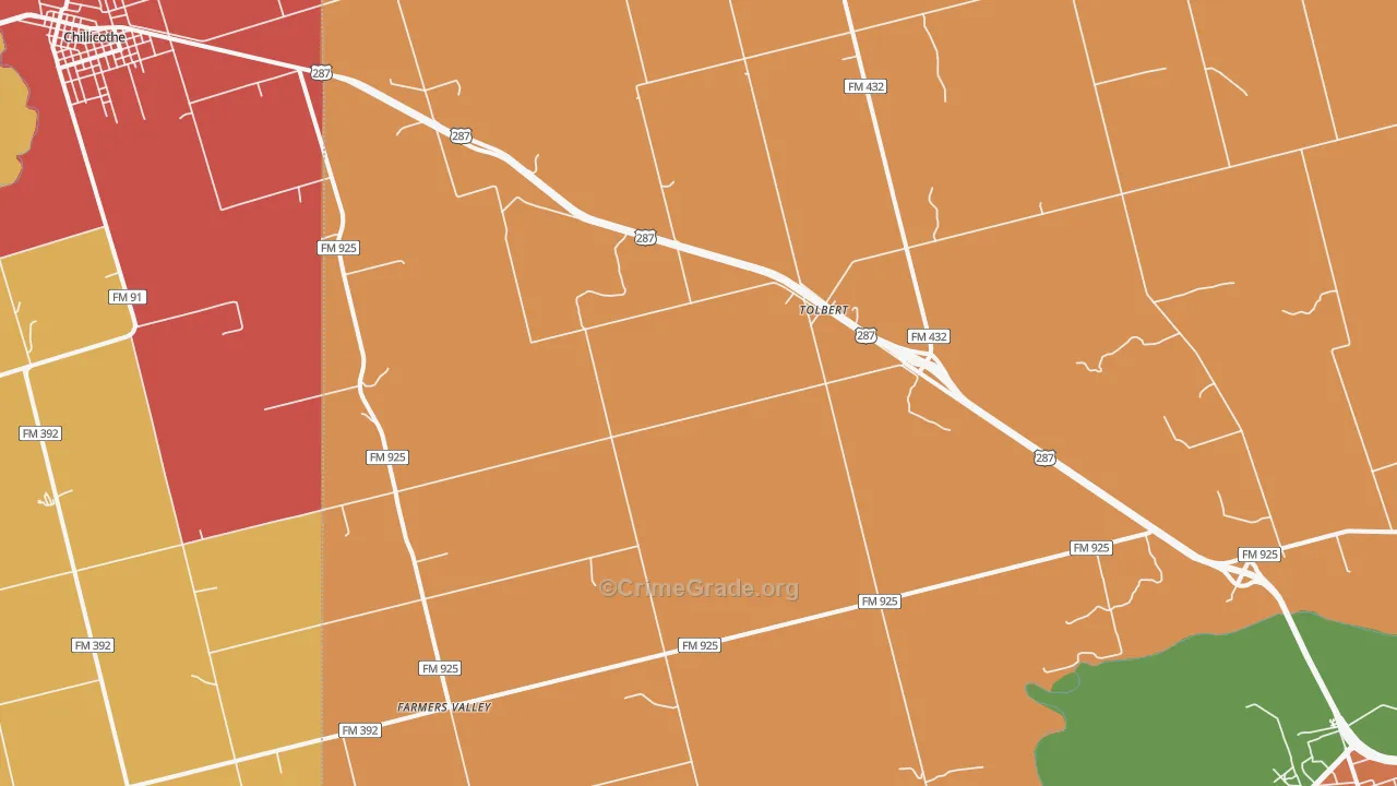 Tolbert, TX Map of Assault Rates