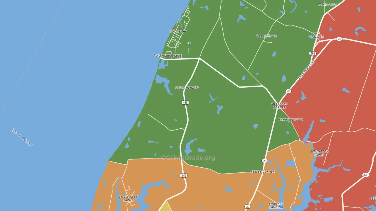 Tolchester Beach, MD Map of Assault Rates