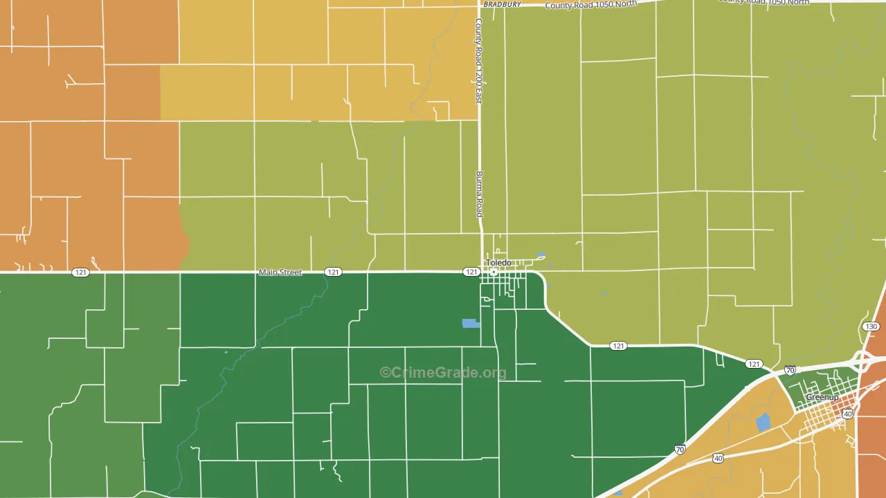 Toledo, IL Map of Assault Rates