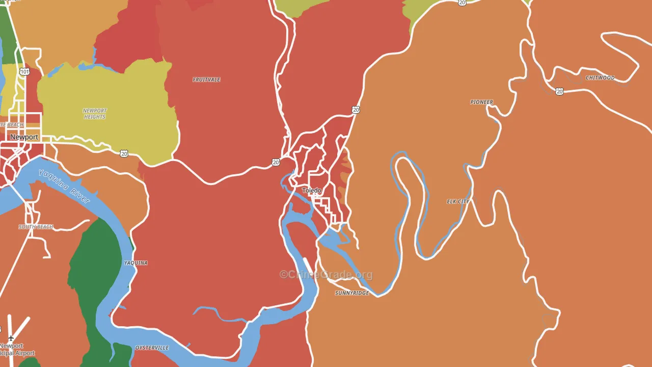 Toledo, OR Map of Assault Rates