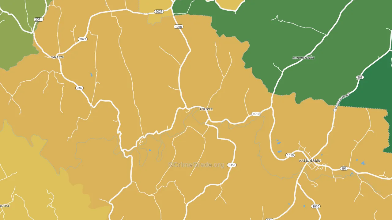 Toliver, KY Map of Assault Rates