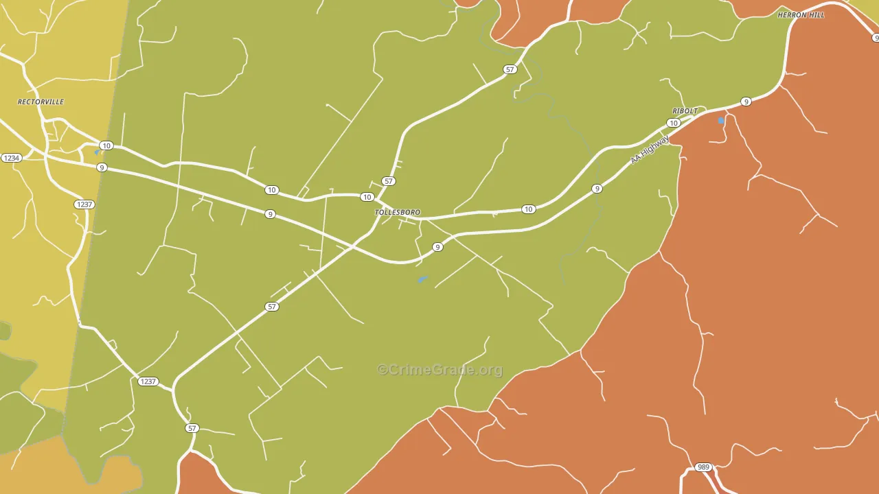 Tollesboro, KY Map of Assault Rates