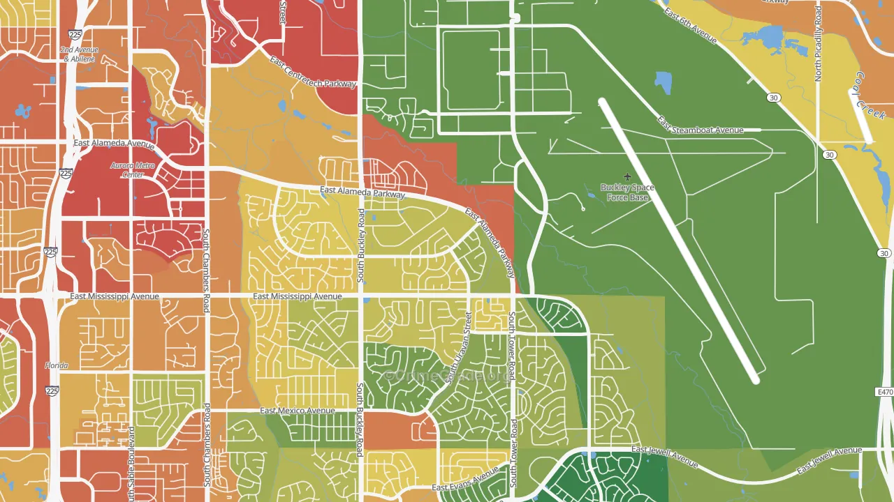 Tollgate Overlook, Aurora, CO Map of Assault Rates