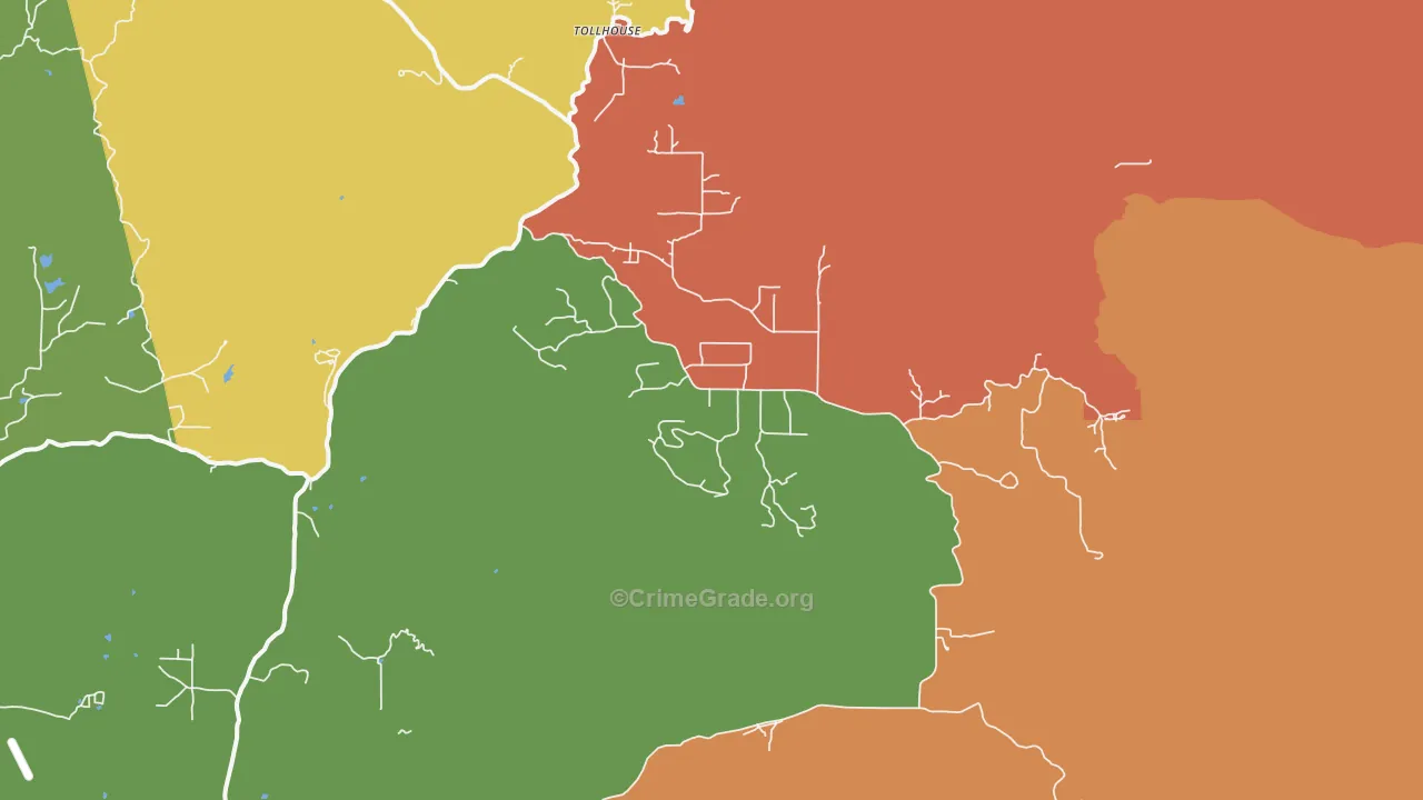 Tollhouse, CA Map of Assault Rates