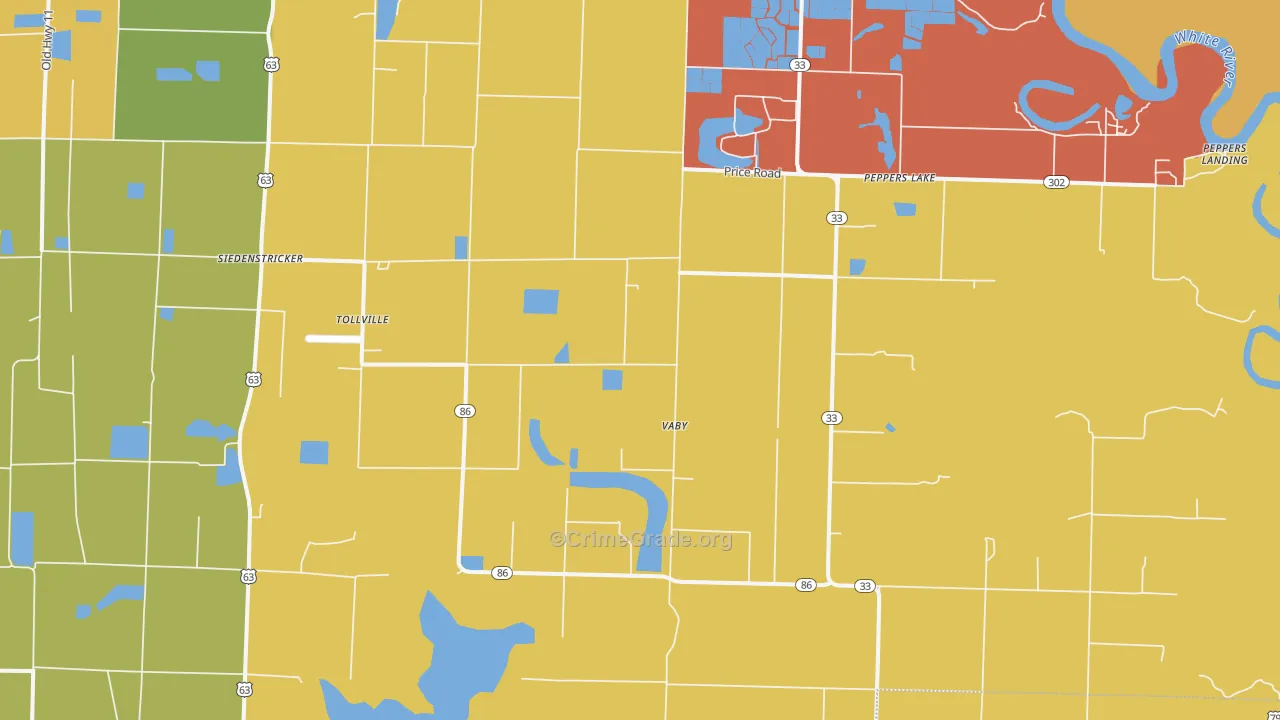 Tollville, AR Map of Assault Rates