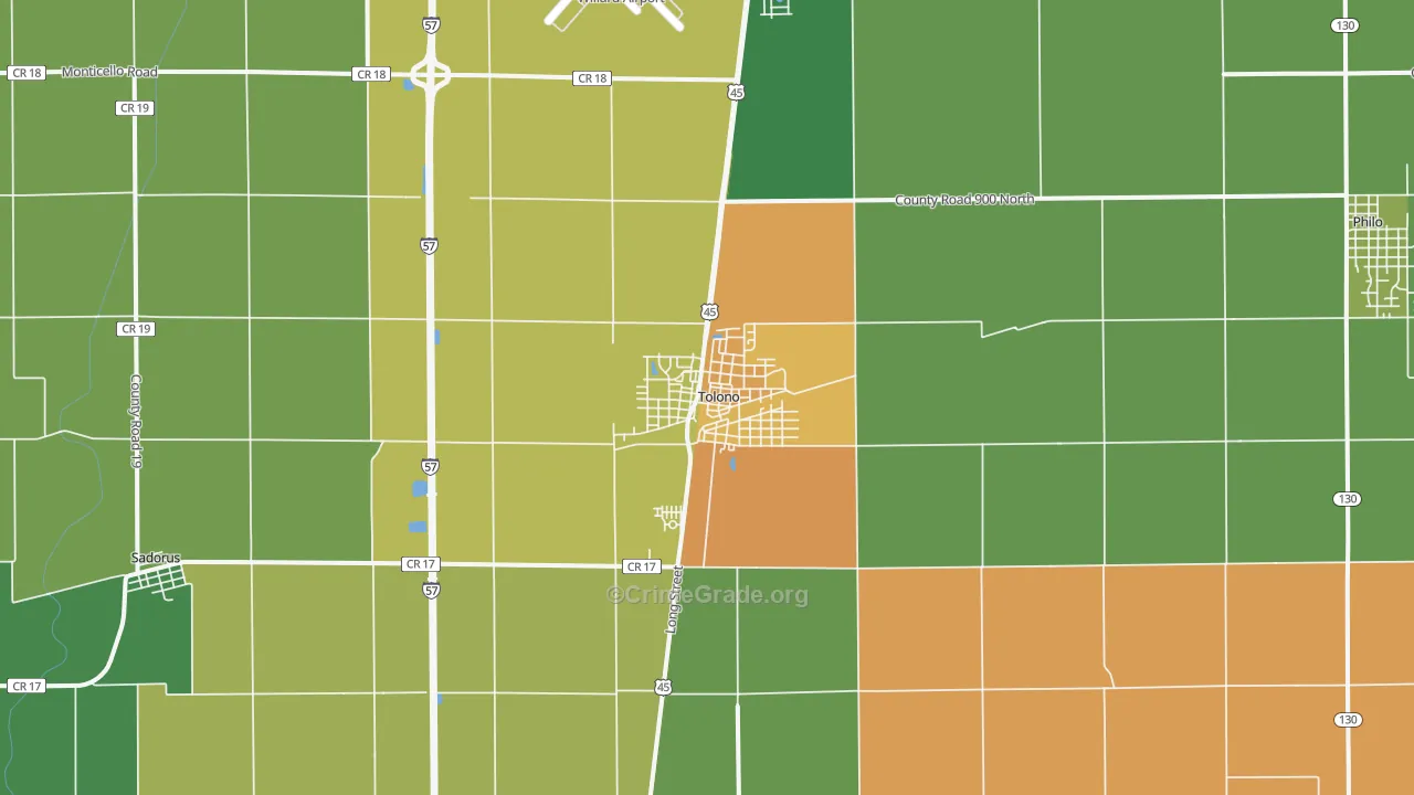 Tolono, IL Map of Assault Rates