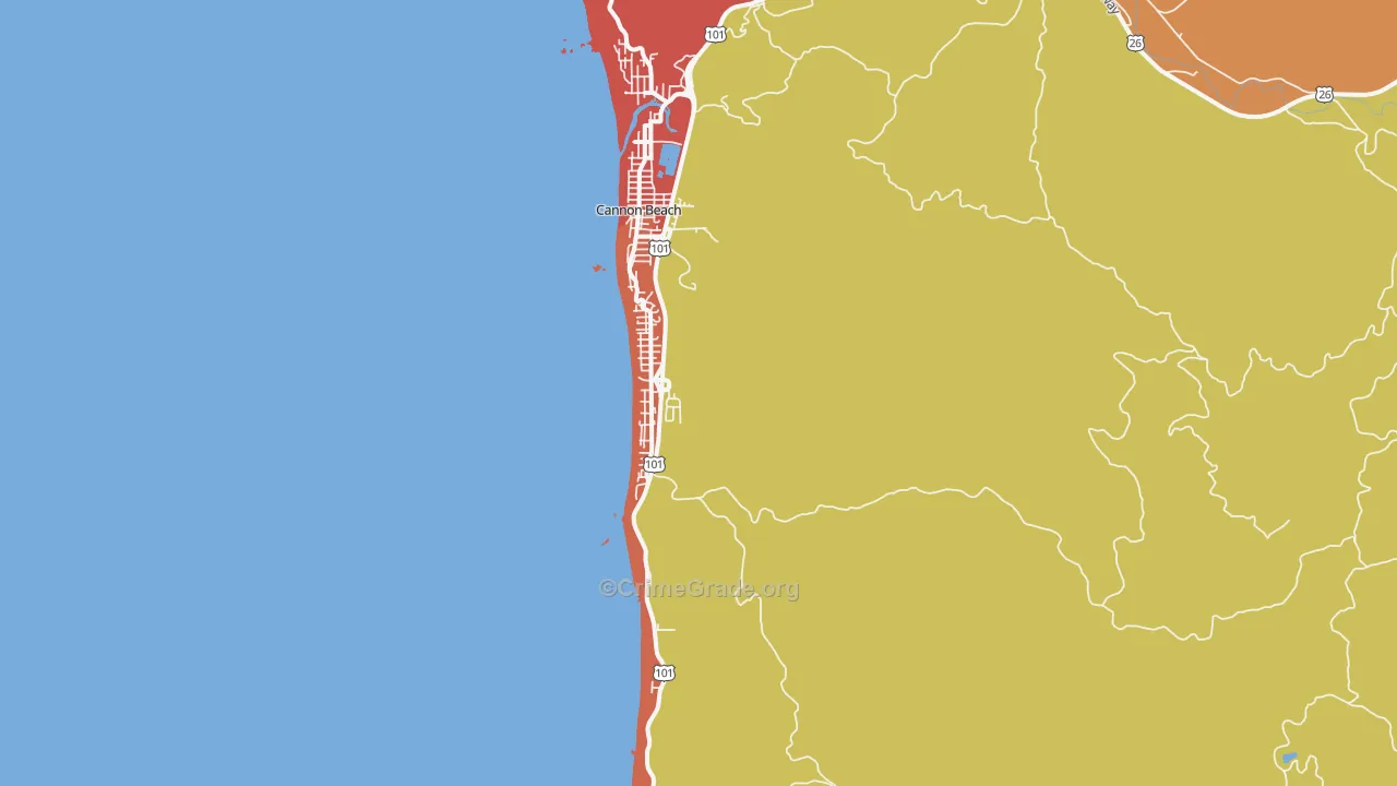 Tolovana Park, OR Map of Assault Rates