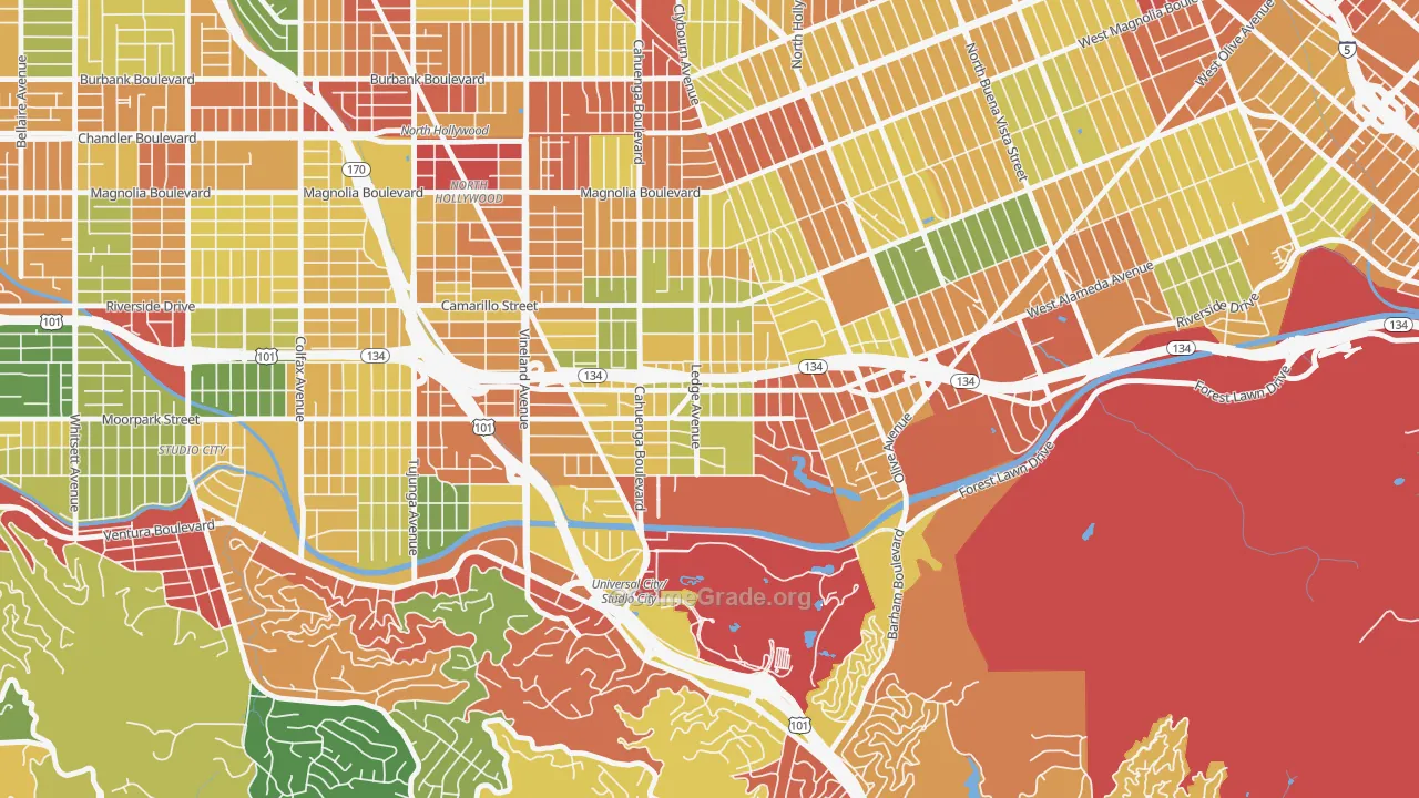 Toluca Lake, North Hollywood, CA Map of Assault Rates