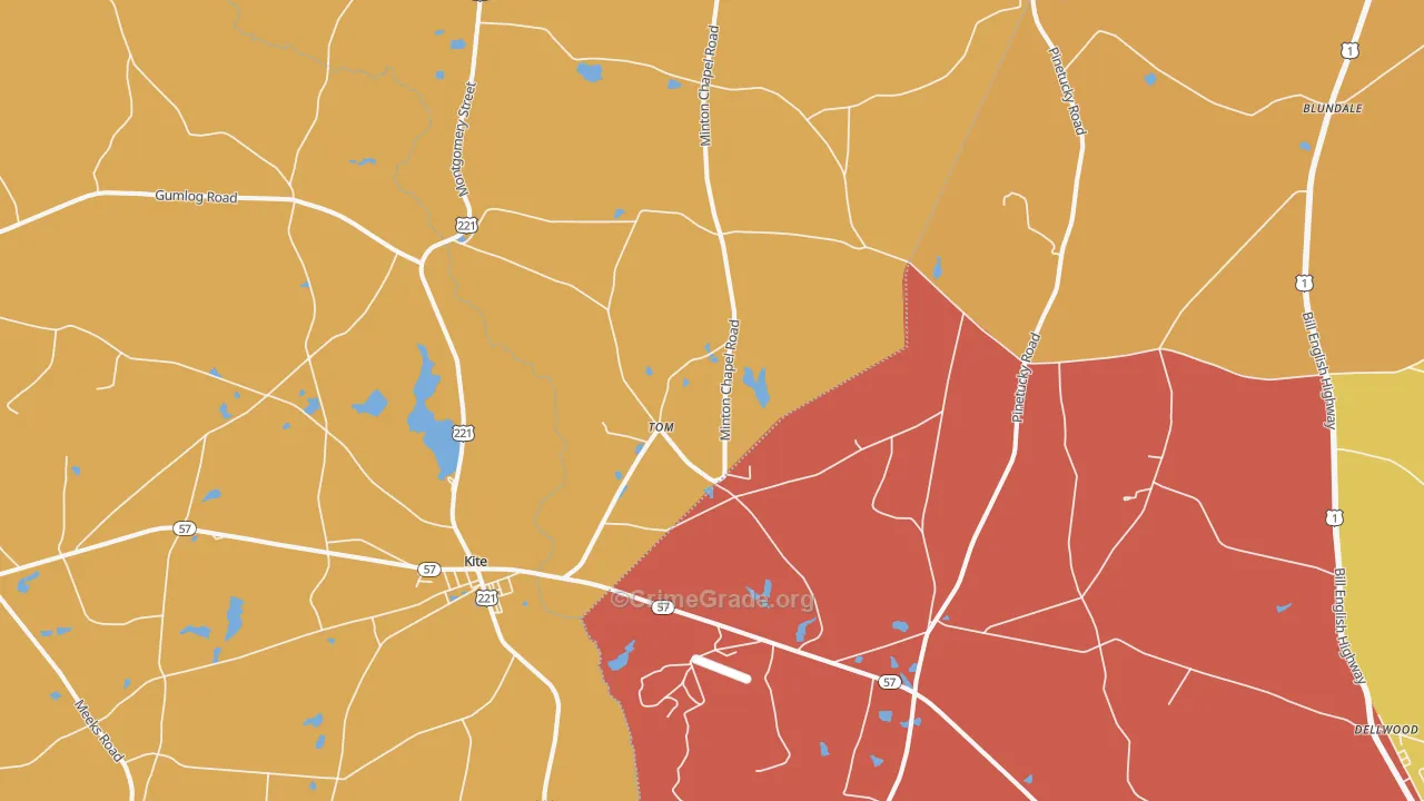 Tom, GA Map of Assault Rates